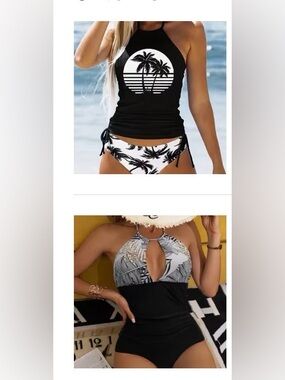 2 swimsuits - tankini and one piece black and white NWT size XL